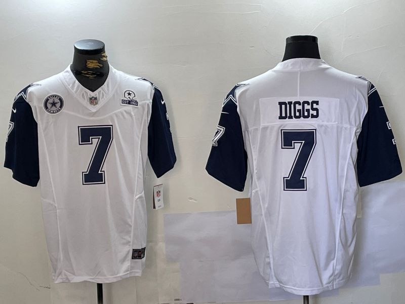 Men Dallas Cowboys #7 Diggs White 2024 Nike Limited NFL Jersey style 7